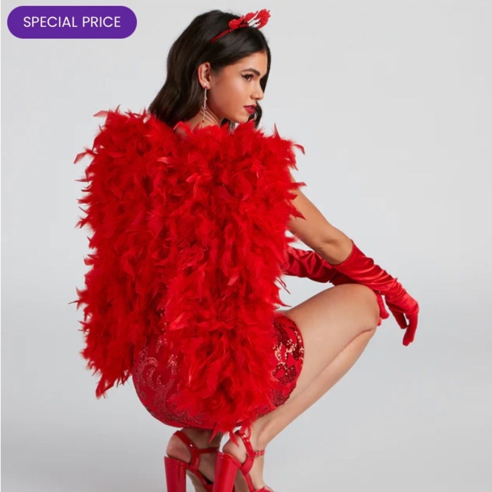 NWT Halloween Feathered Wings - Red